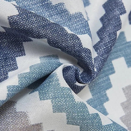 Cortina Opaca con Estampado Chevron Azul