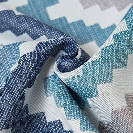 Cortina Opaca con Estampado Chevron Azul