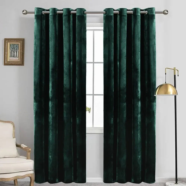 Cortina de Terciopelo Verde Esmeralda Opaca