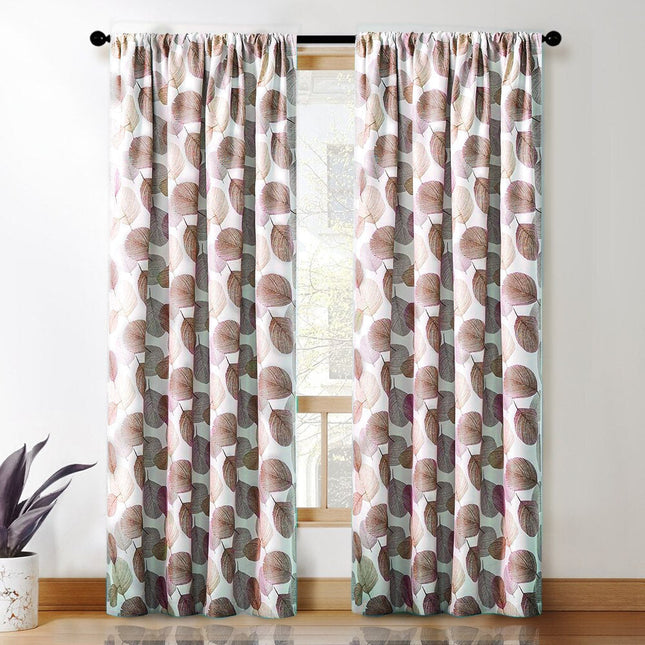 Cortina Opaca con Hojas Marrones