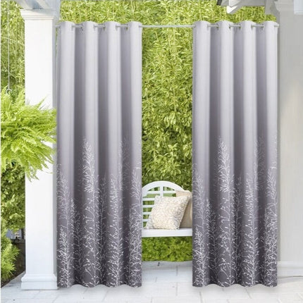 Cortina de exterior gris impermeable estampada