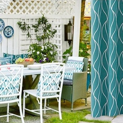 Cortina exterior con estampado de ondas