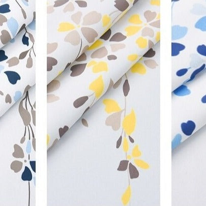 Cortina exterior con estampado floral azul