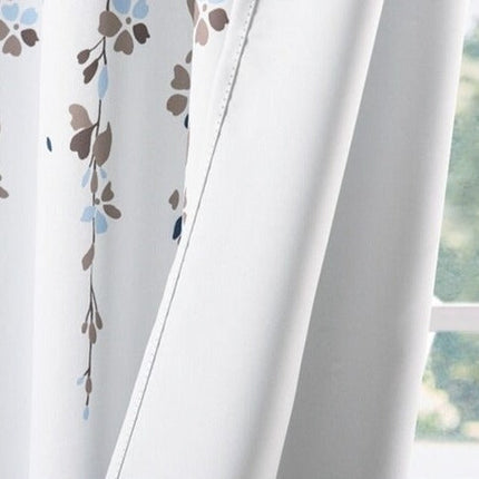 Cortina exterior con estampado floral azul