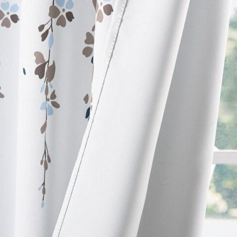 Cortina exterior con estampado floral azul