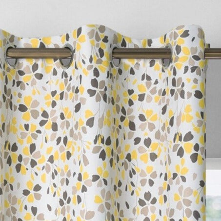 Cortina exterior con estampado floral azul