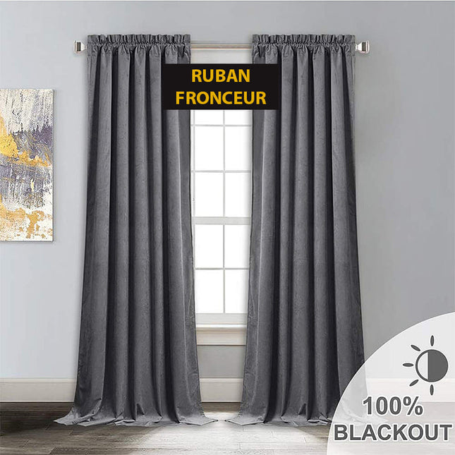 Cortina opaca de terciopelo gris oscuro