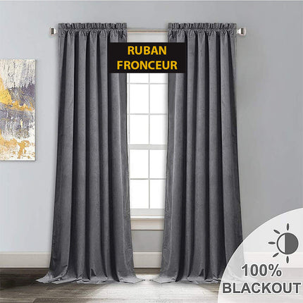 Cortina Térmica de Terciopelo Gris