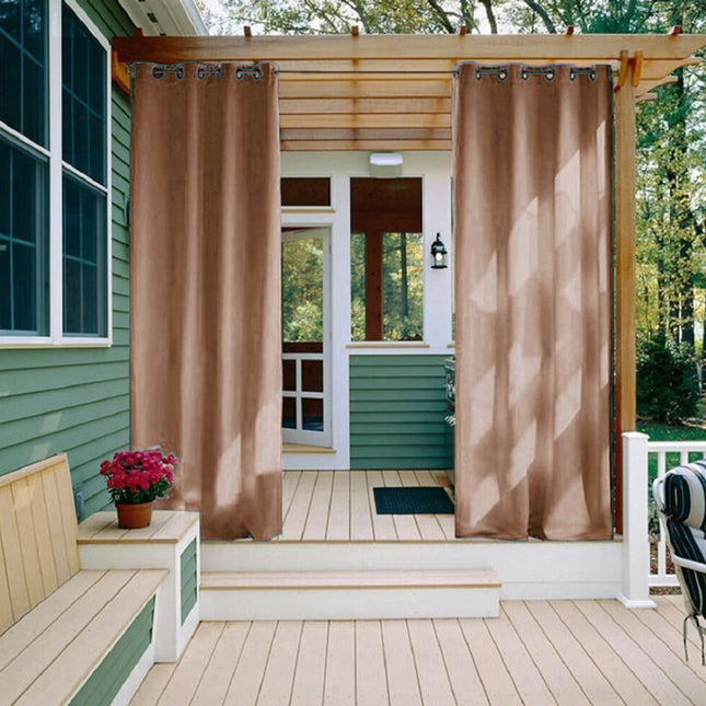 Cortina exterior impermeable color castaño