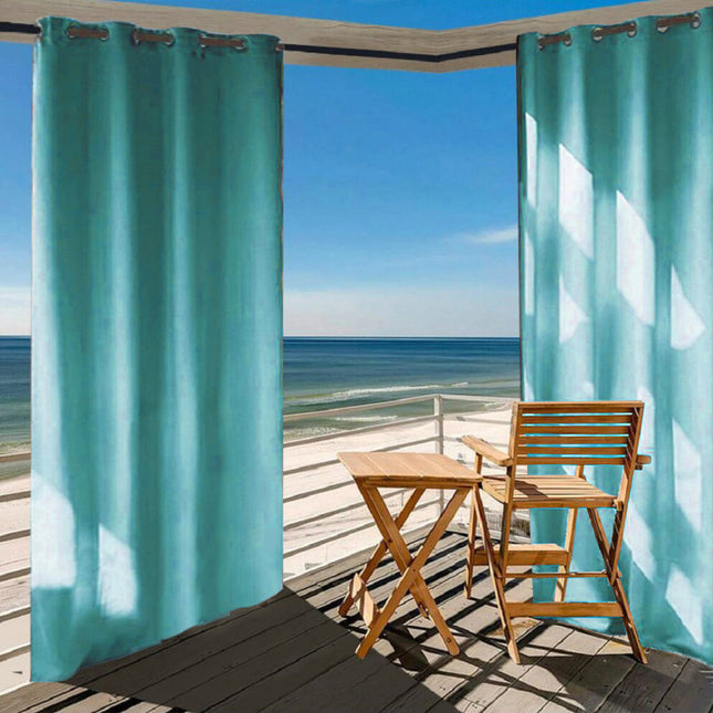 Cortina impermeable turquesa para terraza