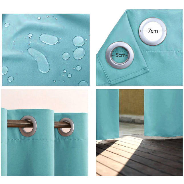 Cortina impermeable turquesa para terraza