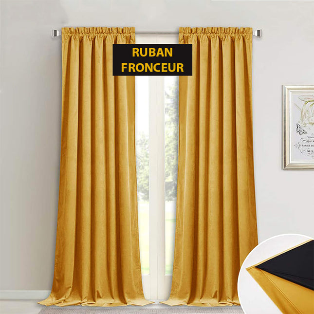 Cortina Terciopelo Térmica Amarillo Mostaza