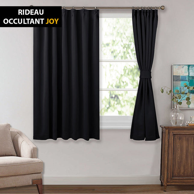 Cortina Opaca Negra Elegante Fruncida