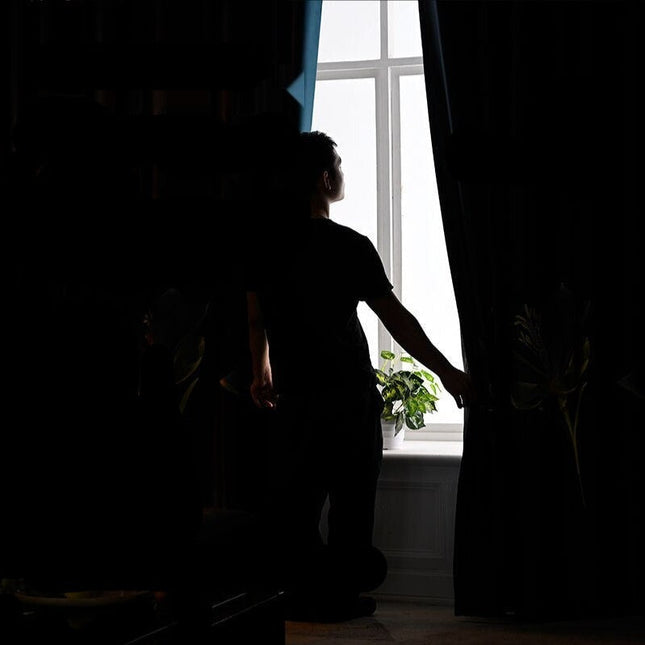 Cortina negra opaca para sala moderna