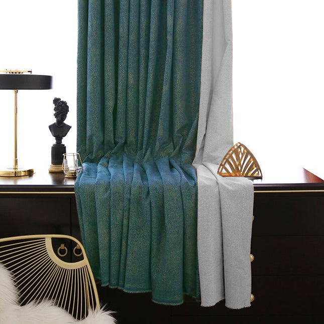 Cortina opaca texturizada color azul pato