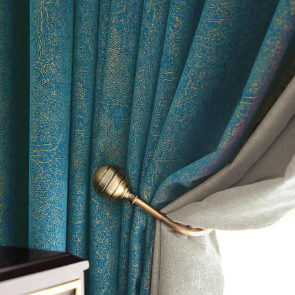 Cortina opaca texturizada color azul pato