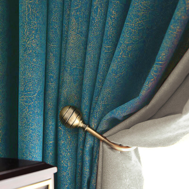 Cortina opaca texturizada color azul pato