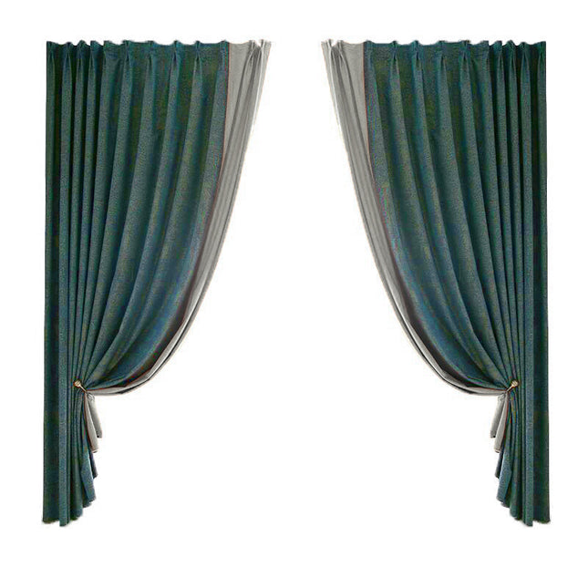 Cortina opaca texturizada color azul pato