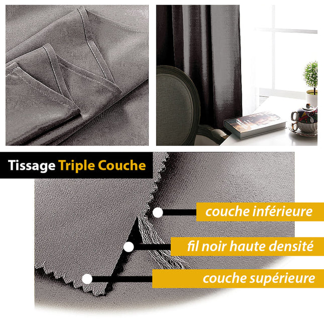 Cortina opaca para dormitorio gris oscuro