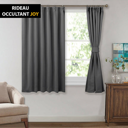 Cortina opaca para dormitorio gris oscuro