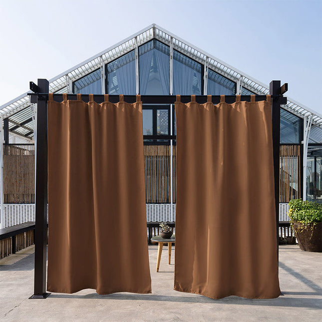 Cortina exterior impermeable con trabillas