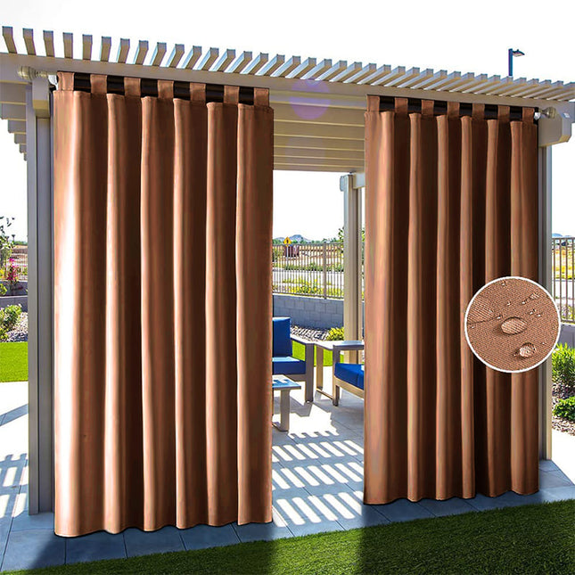 Cortina exterior impermeable con trabillas