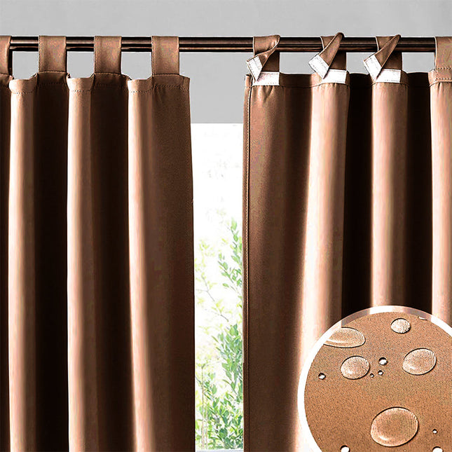 Cortina exterior impermeable con trabillas