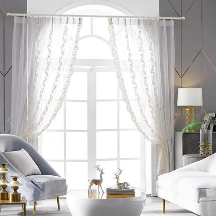 Visillo romántico bordado con perlas