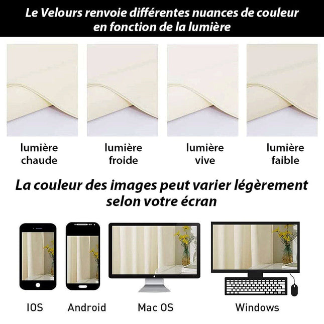 Cortina aislante de terciopelo marfil