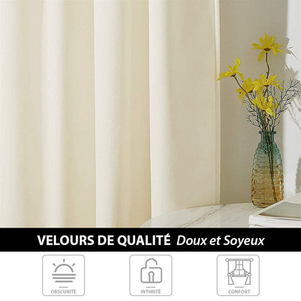 Cortina aislante de terciopelo marfil