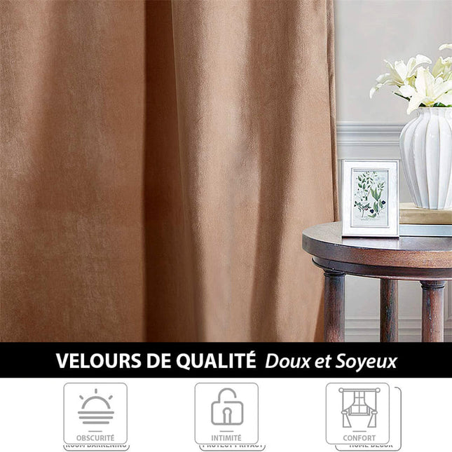 Cortina térmica de terciopelo salmón