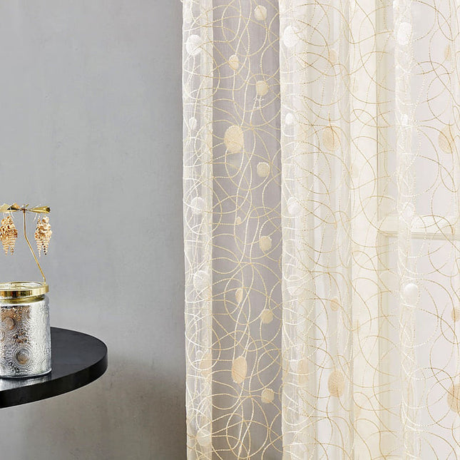 Visillo beige bordado con ramas