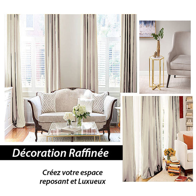 Cortina aislante de terciopelo marfil