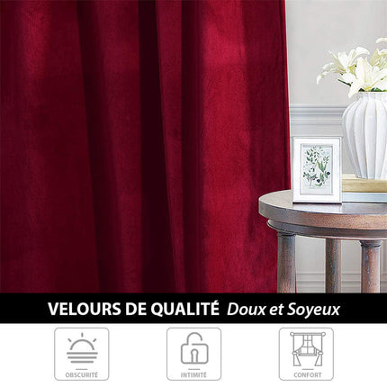 Cortina térmica de terciopelo color burdeos