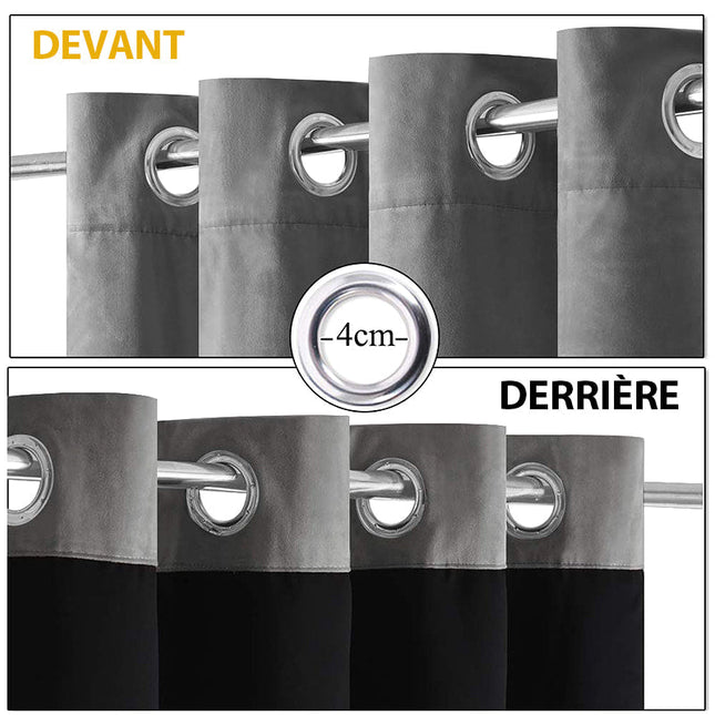 Cortina Térmica de Terciopelo Gris