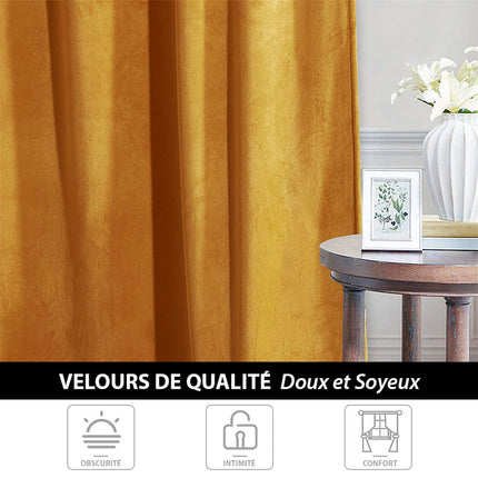 Cortina térmica de terciopelo dorado