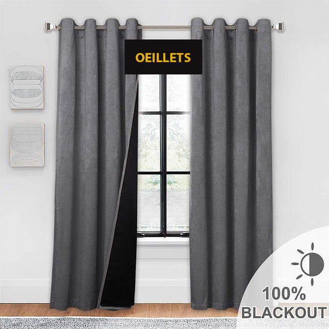 Cortina opaca de terciopelo gris oscuro