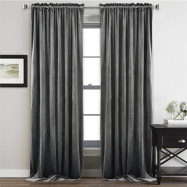 Cortina térmica de terciopelo gris oscuro