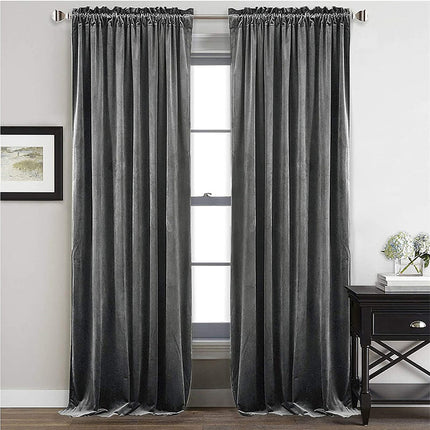 Cortina térmica de terciopelo gris oscuro