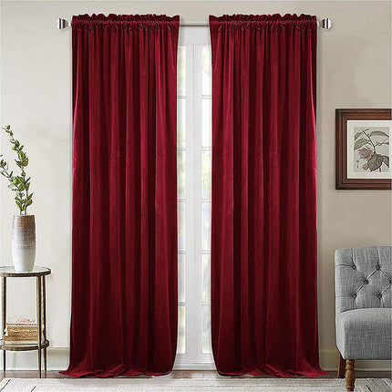 Cortina térmica de terciopelo color burdeos