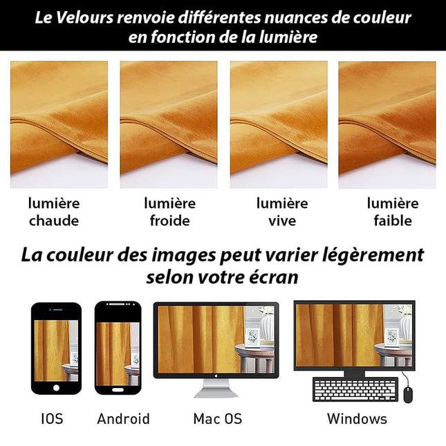 Cortina térmica de terciopelo dorado