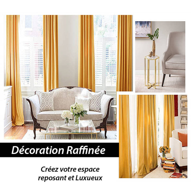 Cortina térmica de terciopelo dorado