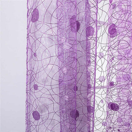 Visillo bordado malva con lunares