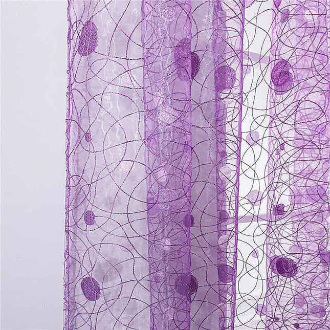 Visillo bordado malva con lunares