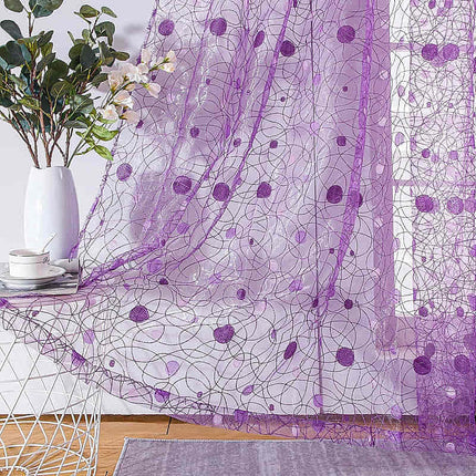 Visillo bordado malva con lunares