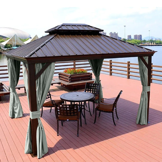 Cortina para jardín exterior verde salvia