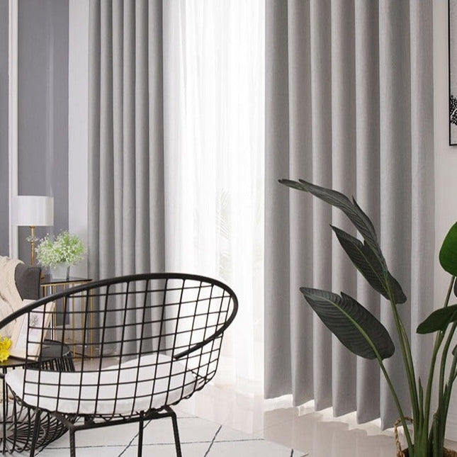 Cortina de salón texturizada color gris