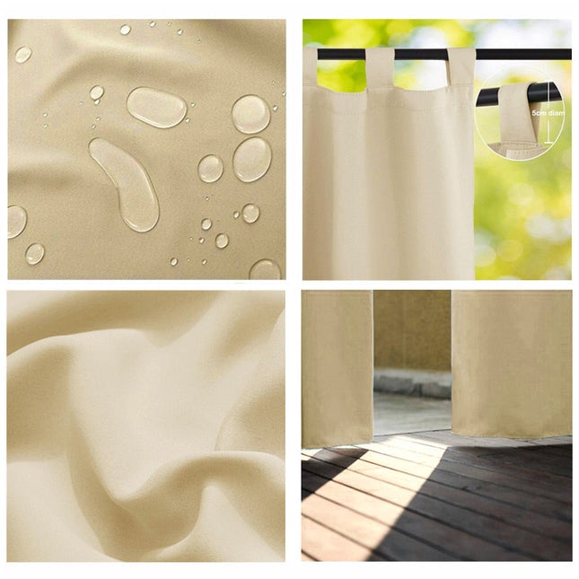 Cortina para pérgola con presillas beige