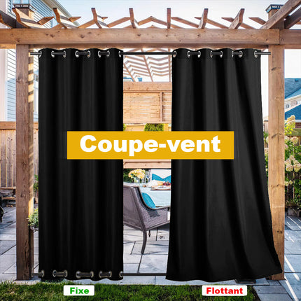 Cortina cortavientos negra para pérgola