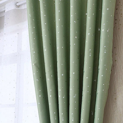 Cortina opaca infantil verde con estrellas